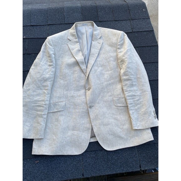 Joseph Abboud White 100% Linen Blazer Jacket Light Kahki 48R - Picture 1 of 7